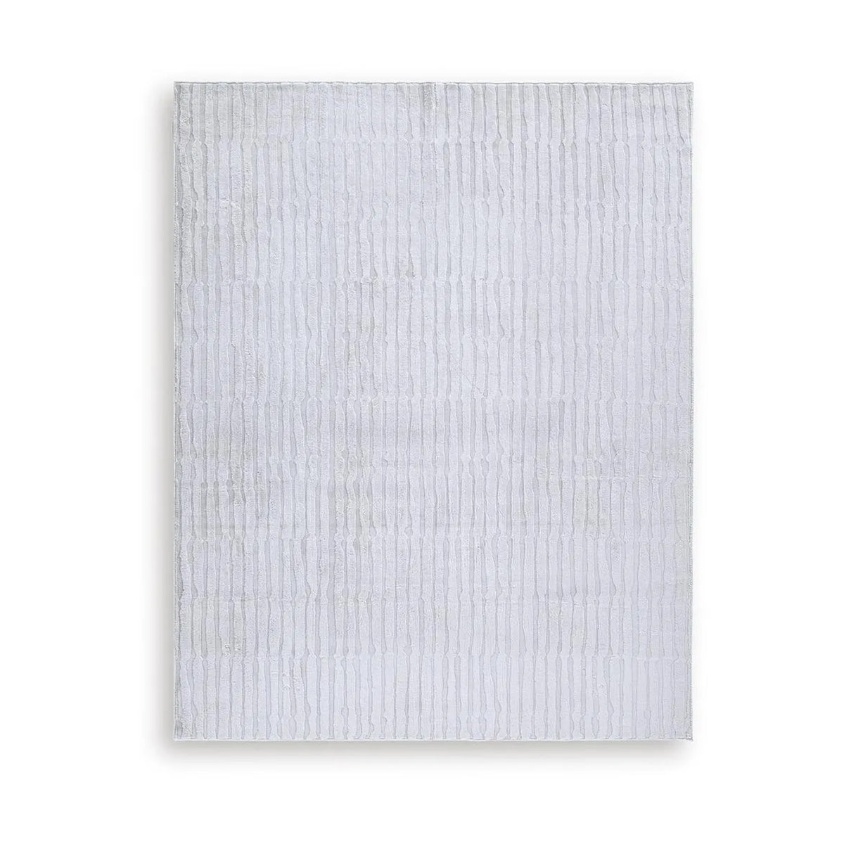 Worly 8x10 Large Area Rug, Textured Linear Patterns, Light Gray Faux Fur