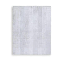 Worly 8x10 Large Area Rug, Textured Linear Patterns, Light Gray Faux Fur