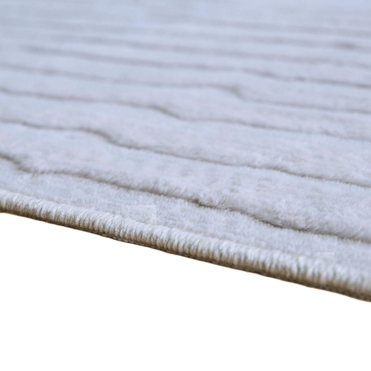 Worly 8x10 Large Area Rug, Textured Linear Patterns, Light Gray Faux Fur