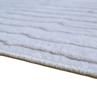 Worly 8x10 Large Area Rug, Textured Linear Patterns, Light Gray Faux Fur