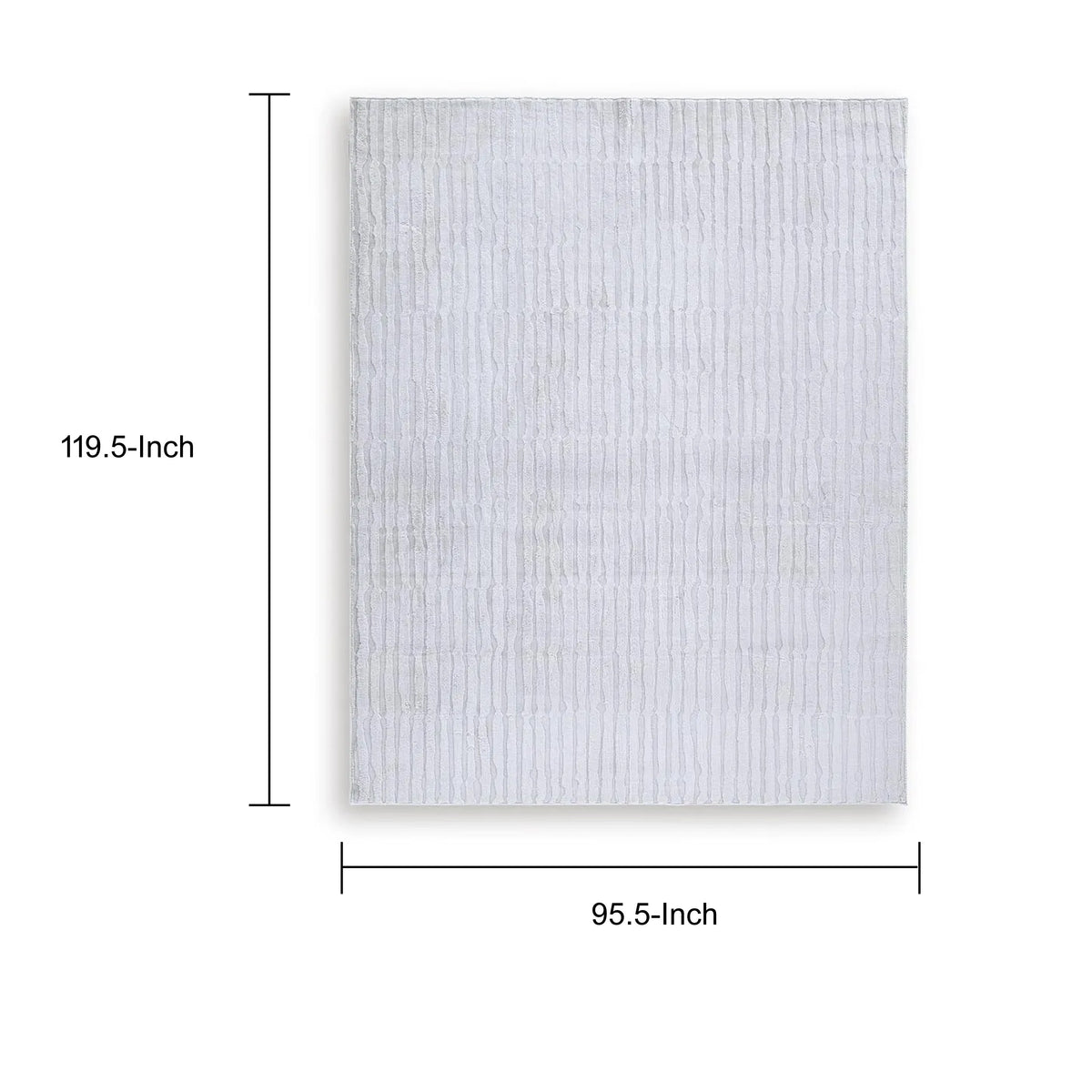Worly 8x10 Large Area Rug, Textured Linear Patterns, Light Gray Faux Fur
