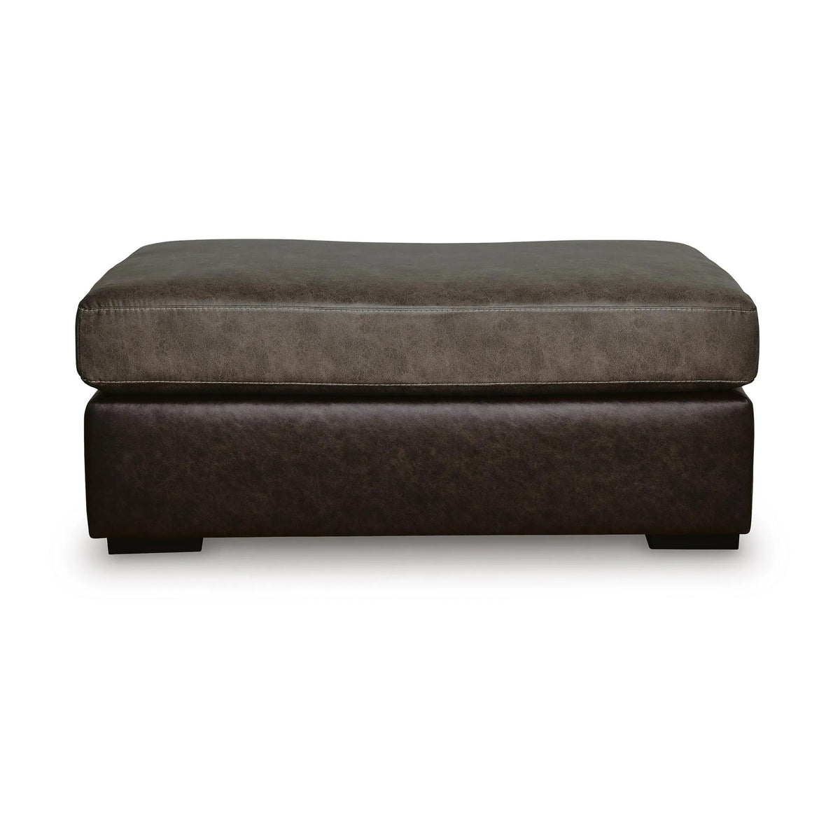 Casy Oversized Ottoman with Block Feet, Fossil Faux Leather 53 Inch