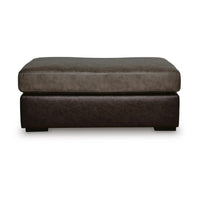 Casy Oversized Ottoman with Block Feet, Fossil Faux Leather 53 Inch