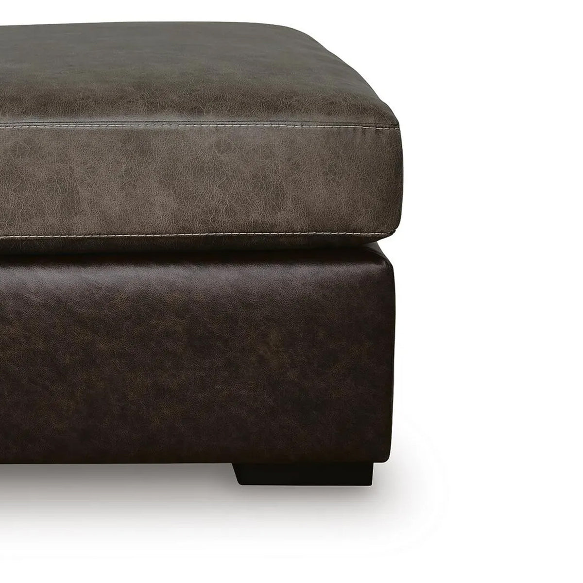 Casy Oversized Ottoman with Block Feet, Fossil Faux Leather 53 Inch