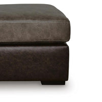Casy Oversized Ottoman with Block Feet, Fossil Faux Leather 53 Inch