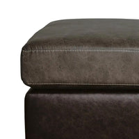 Casy Oversized Ottoman with Block Feet, Fossil Faux Leather 53 Inch
