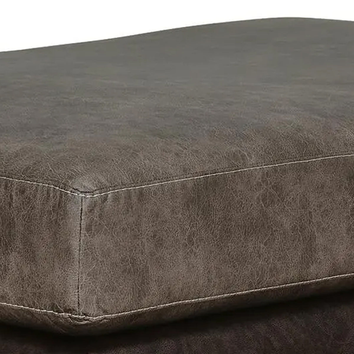 Casy Oversized Ottoman with Block Feet, Fossil Faux Leather 53 Inch