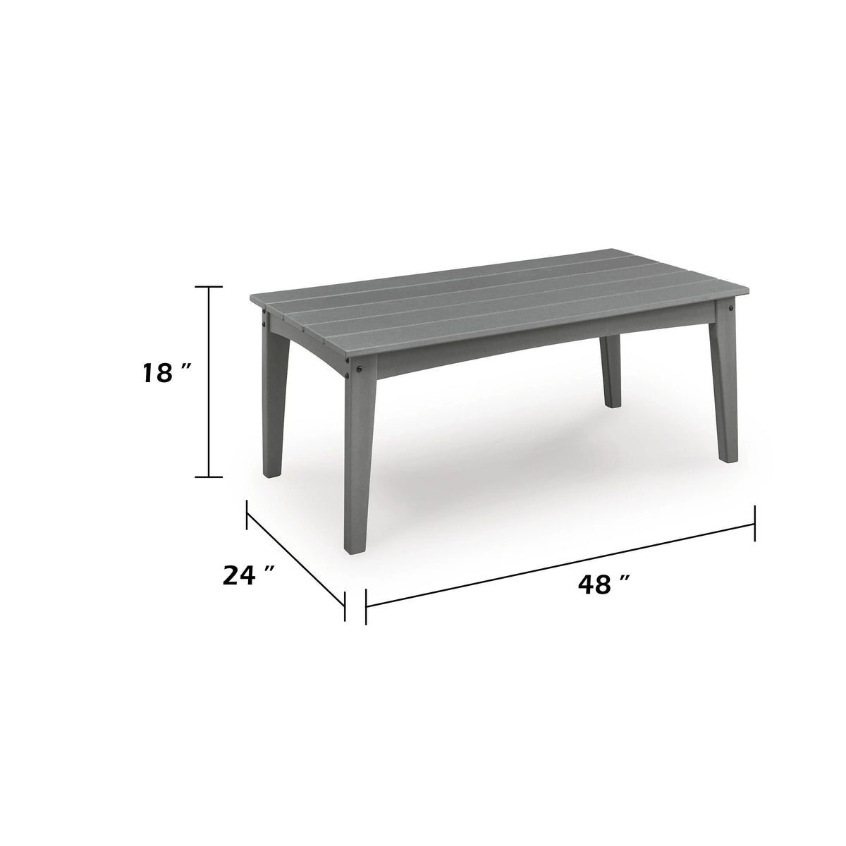 Covi Outdoor Cocktail Coffee Table with Slatted Top Design, Gray, 48 Inch