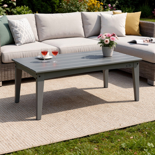 Covi Outdoor Cocktail Coffee Table with Slatted Top Design, Gray, 48 Inch
