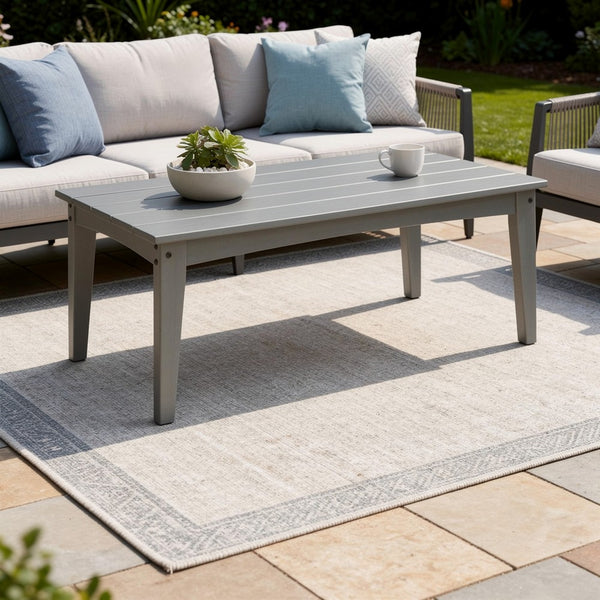 Covi Outdoor Cocktail Coffee Table with Slatted Top Design, Gray, 48 Inch