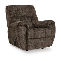 Shelly Manual Rocker Recliner Chair with Padded Arms, Brown Polyester - BM354658