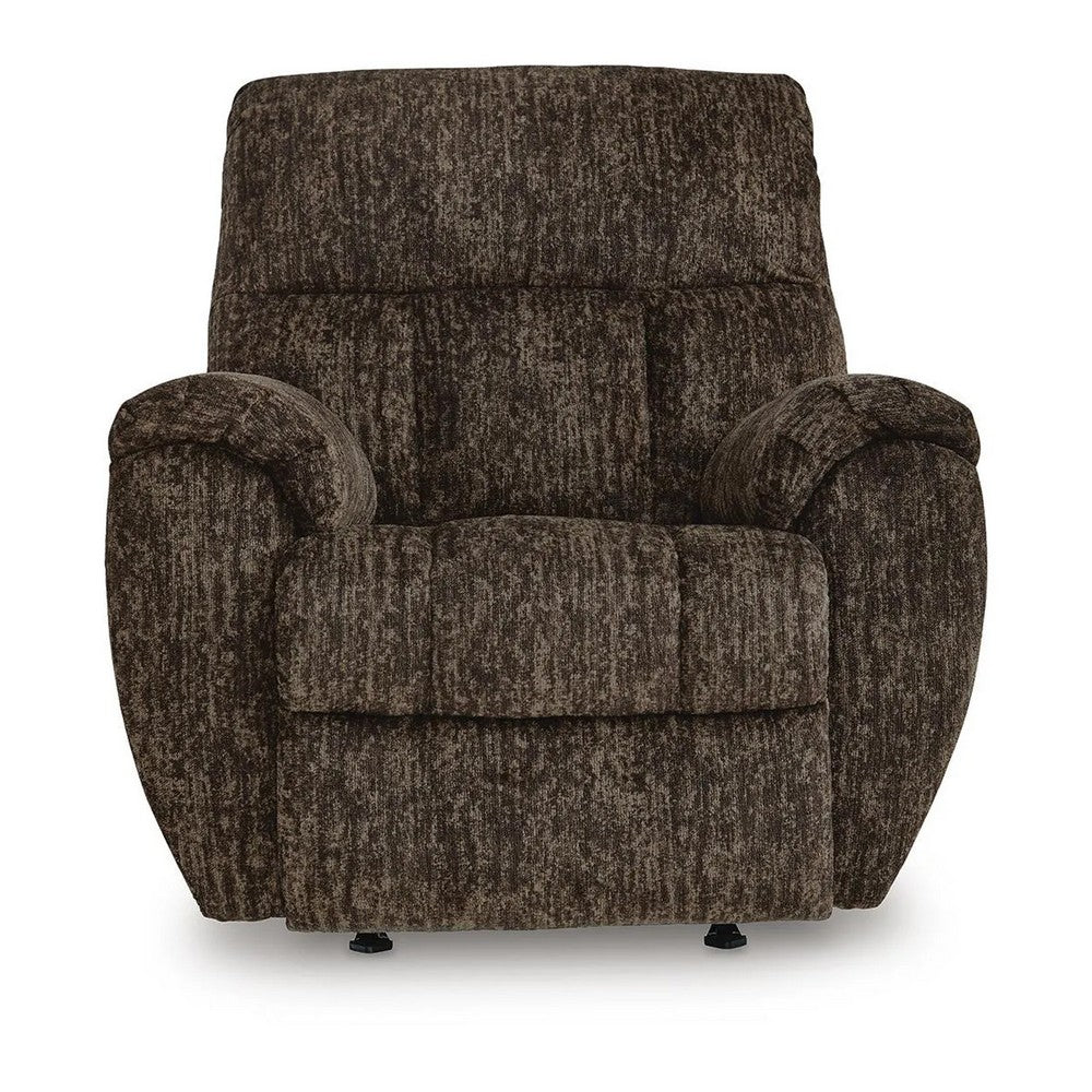 Shelly Manual Rocker Recliner Chair with Padded Arms, Brown Polyester - BM354658