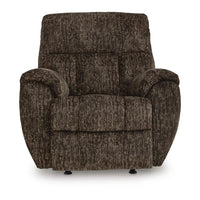 Shelly Manual Rocker Recliner Chair with Padded Arms, Brown Polyester - BM354658