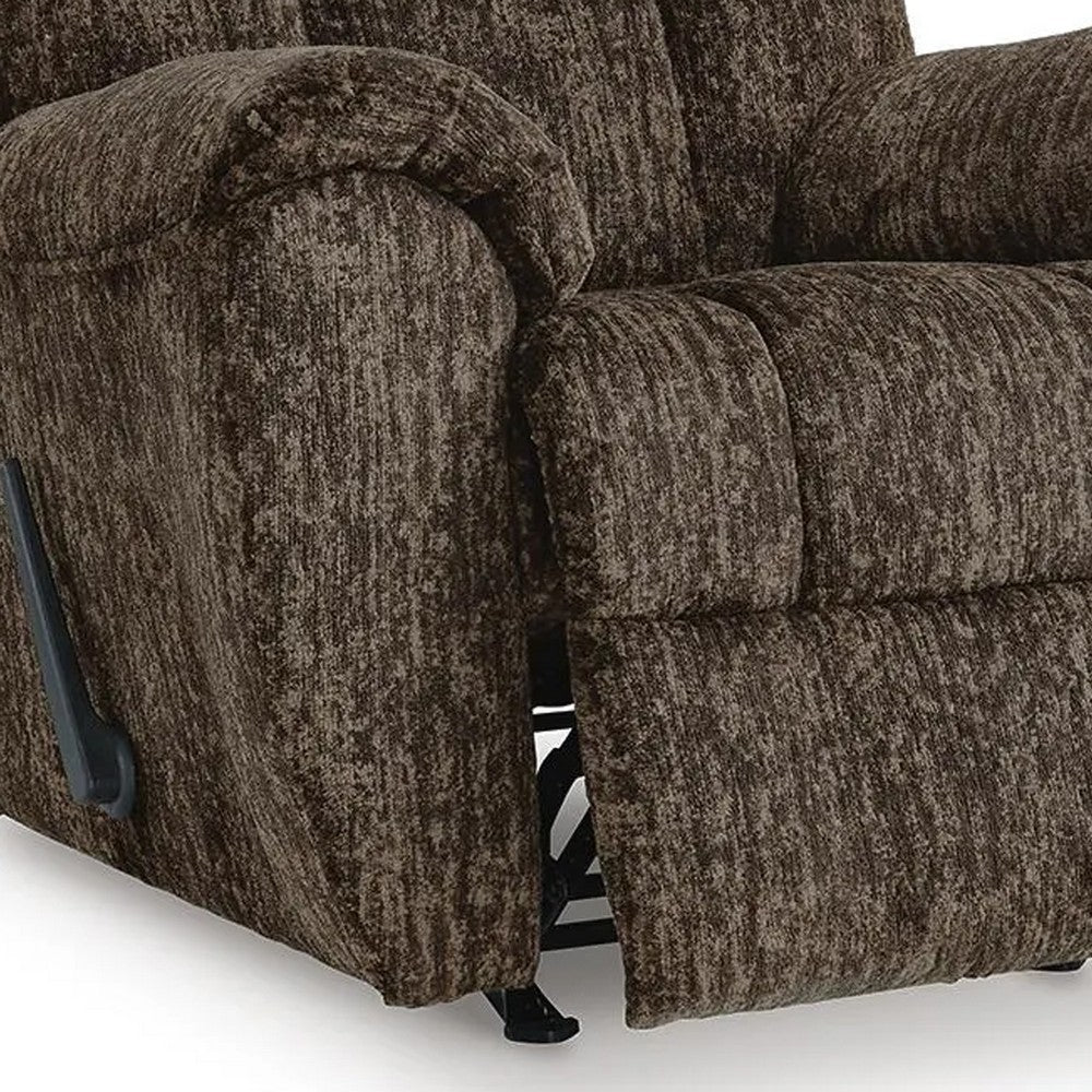 Shelly Manual Rocker Recliner Chair with Padded Arms, Brown Polyester - BM354658