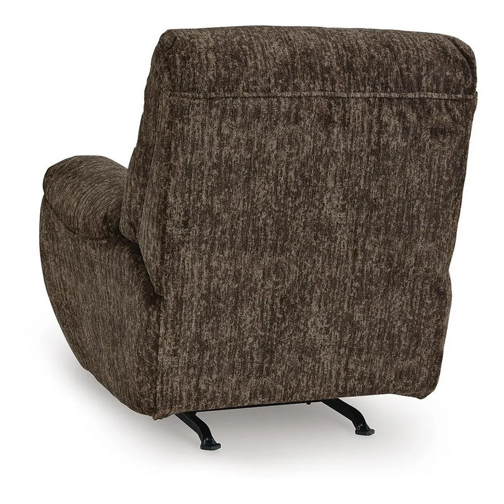Shelly Manual Rocker Recliner Chair with Padded Arms, Brown Polyester - BM354658