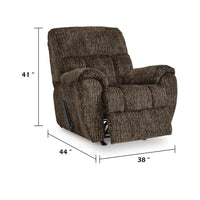 Shelly Manual Rocker Recliner Chair with Padded Arms, Brown Polyester - BM354658