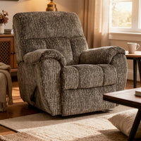 Shelly Manual Rocker Recliner Chair with Padded Arms, Brown Polyester - BM354658