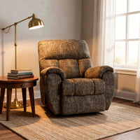 Shelly Manual Rocker Recliner Chair with Padded Arms, Brown Polyester - BM354658