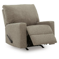 Vely Manual Rocker Recliner Chair, Cushioned Back, Hemp Polyester