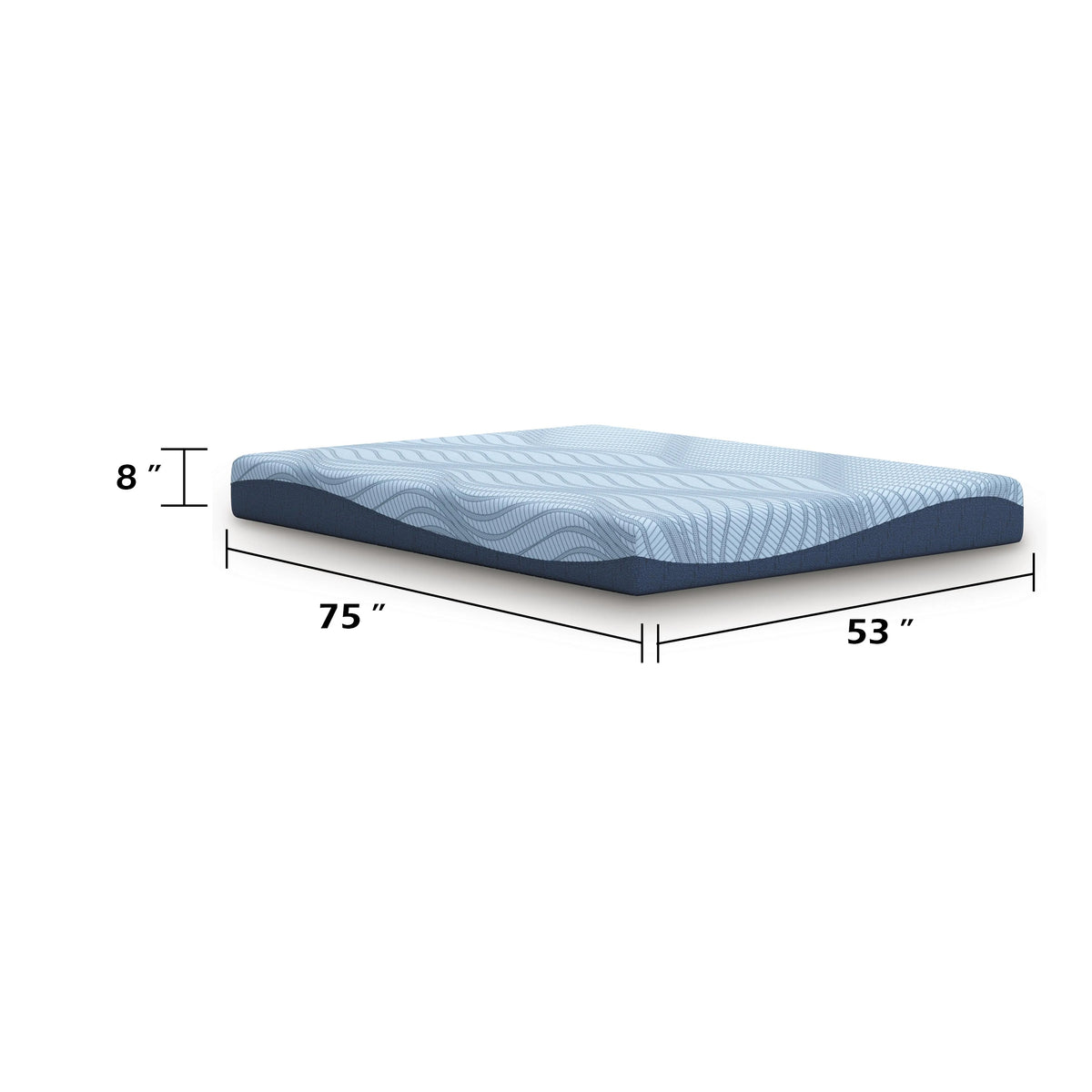 Ryna Memory Foam Full Mattress, Firm Foam Support, Blue Fabric 8 Inch