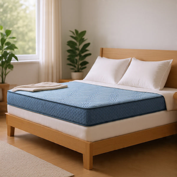 Pmy Hybrid Full Mattress with Cooling Coil Support, Blue Polyester 10 Inch