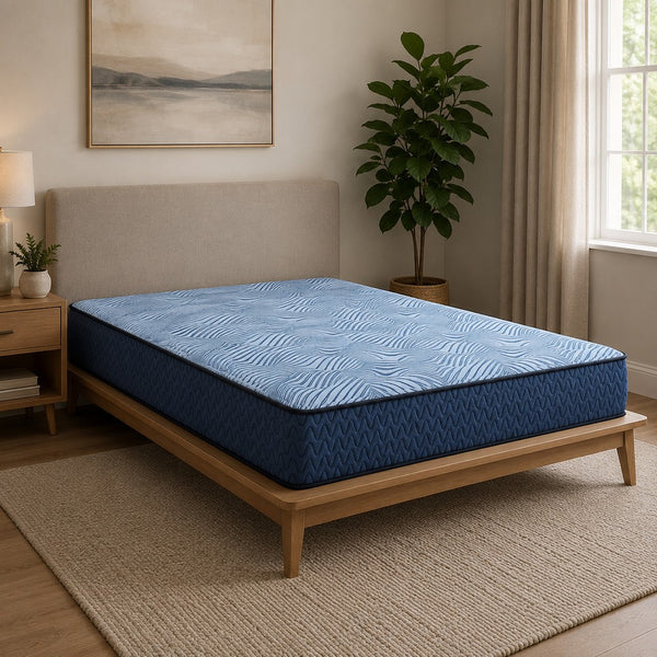 Pmy Hybrid Full Mattress with Cooling Coil Support, Blue Polyester 10 Inch