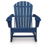 Sunny Outdoor Rocking Adirondack Chair with Built-In Cup, Blue HDPE