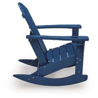Sunny Outdoor Rocking Adirondack Chair with Built-In Cup, Blue HDPE