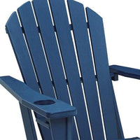 Sunny Outdoor Rocking Adirondack Chair with Built-In Cup, Blue HDPE