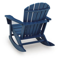 Sunny Outdoor Rocking Adirondack Chair with Built-In Cup, Blue HDPE