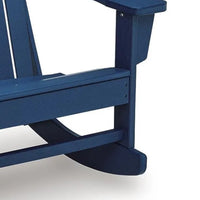 Sunny Outdoor Rocking Adirondack Chair with Built-In Cup, Blue HDPE