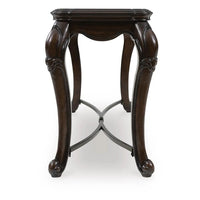 May Sofa Console Table with Ornate Carved Design, Cabriole Legs, Brown Wood 51 Inch - BM354663