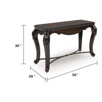May Sofa Console Table with Ornate Carved Design, Cabriole Legs, Brown Wood 51 Inch - BM354663