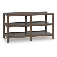 Kio Sofa Console Table with Open Frame, Dual Shelves, Brown-Gray Wood 53 Inch - BM354664