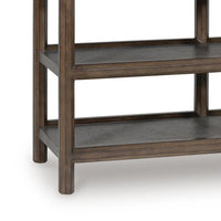 Kio Sofa Console Table with Open Frame, Dual Shelves, Brown-Gray Wood 53 Inch - BM354664