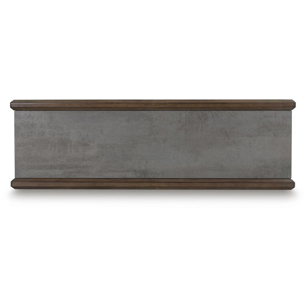 Kio Sofa Console Table with Open Frame, Dual Shelves, Brown-Gray Wood 53 Inch - BM354664