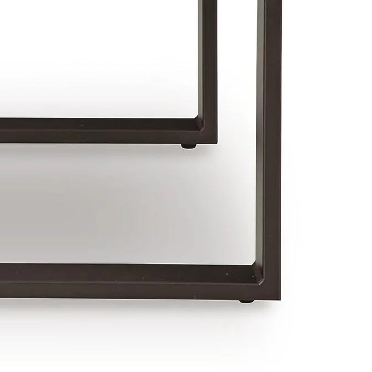 Leca Outdoor Coffee Table, Stone-Look Glass Top, Brown Aluminum 30 Inch