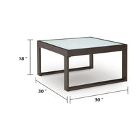 Leca Outdoor Coffee Table, Stone-Look Glass Top, Brown Aluminum 30 Inch