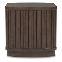 Jeno Fluted Side End Table with Open Shelf Storage, Dark Brown Wood 25 Inch