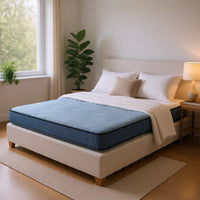 Peko Bonnell Queen Mattress, Cooling Coil Foam Support, Blue Fabric 8 Inch - BM354668