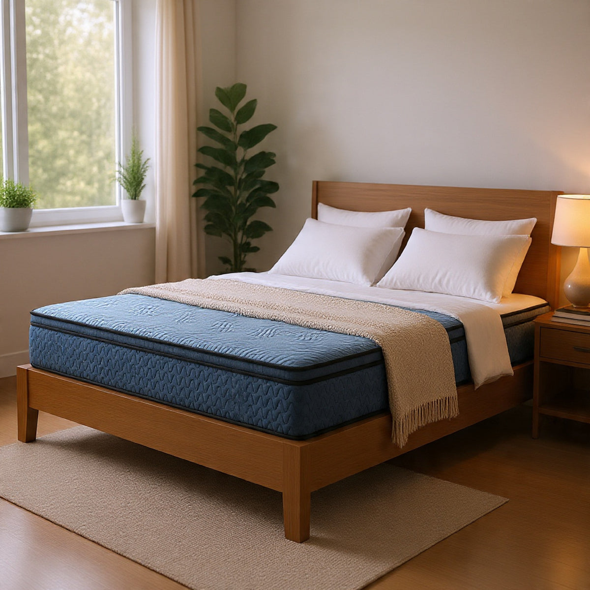 Pmy Hybrid Twin Mattress with Cooling Coil, Edge Support System, Blue 12 Inch