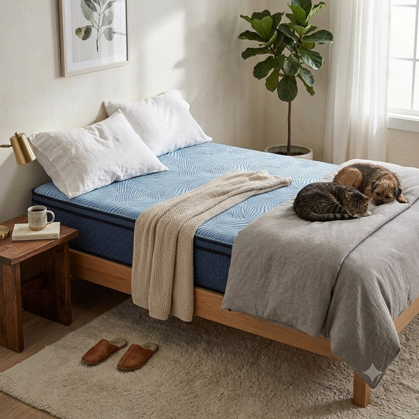 Pmy Hybrid Twin Mattress with Cooling Coil, Edge Support System, Blue 12 Inch