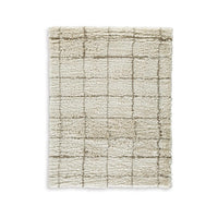 Wreno 8x10 Large Shag Area Rug with Cream Gridwork Pattern, Brown PET
