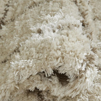 Wreno 8x10 Large Shag Area Rug with Cream Gridwork Pattern, Brown PET