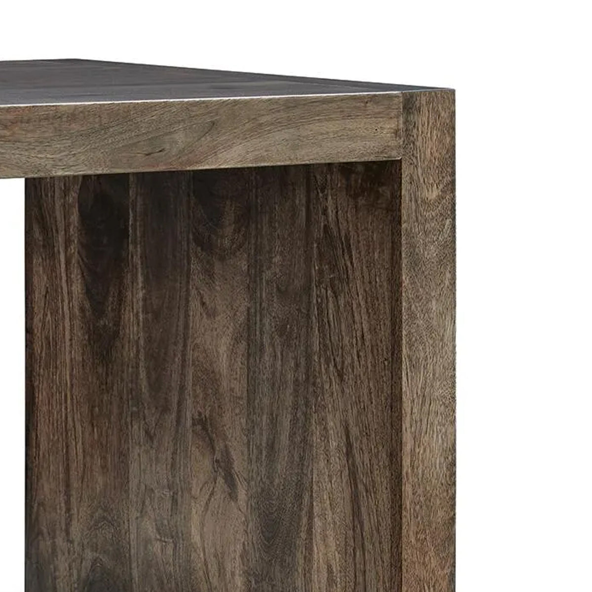Dreg Side End Table with Chevron Design Panel, Rustic Brown Wood 24 Inch