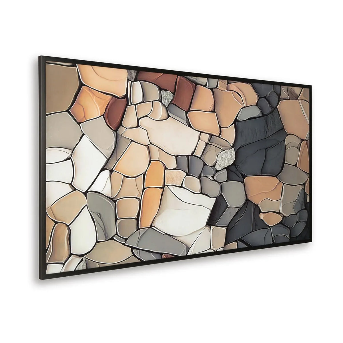 Patty Rectangular Wall Art, Mosaic Stone Pattern, Gray, Taupe 47x87