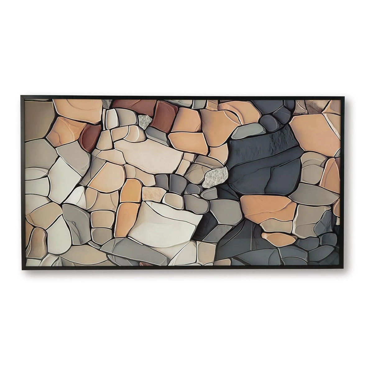 Patty Rectangular Wall Art, Mosaic Stone Pattern, Gray, Taupe 47x87