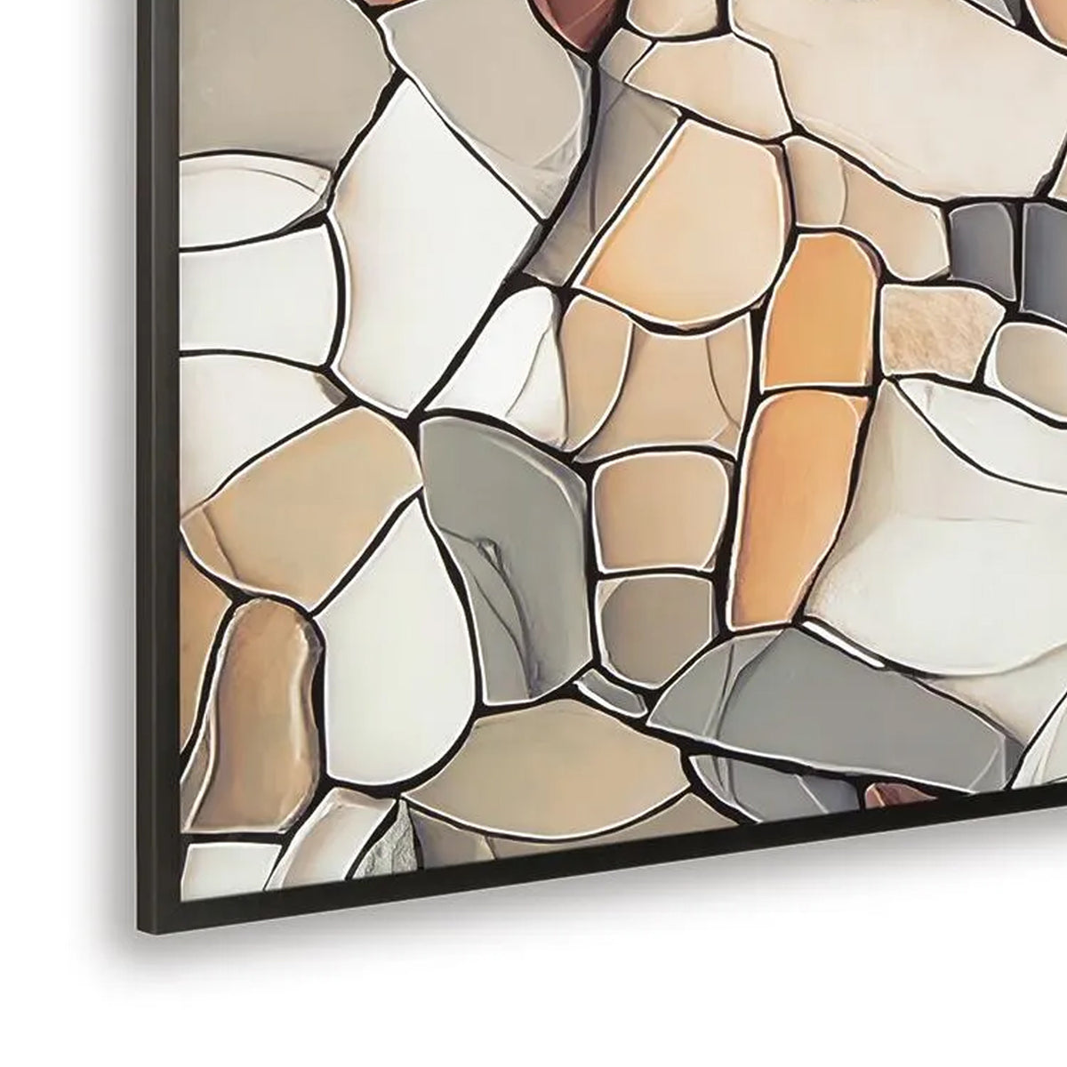 Patty Rectangular Wall Art, Mosaic Stone Pattern, Gray, Taupe 47x87