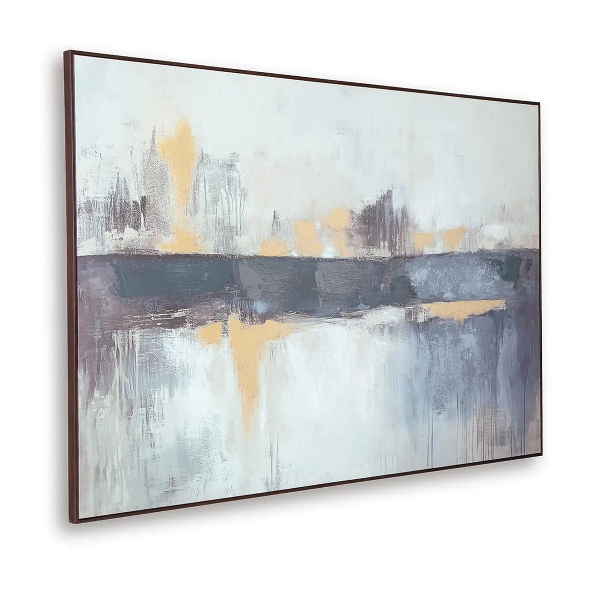 Gatty Wall Art with Abstract Horizon Design, Blue-Gray Canvas 48x72