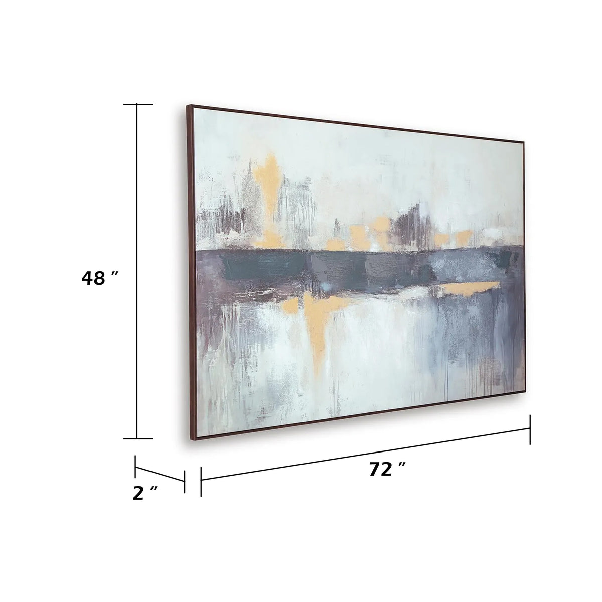 Gatty Wall Art with Abstract Horizon Design, Blue-Gray Canvas 48x72